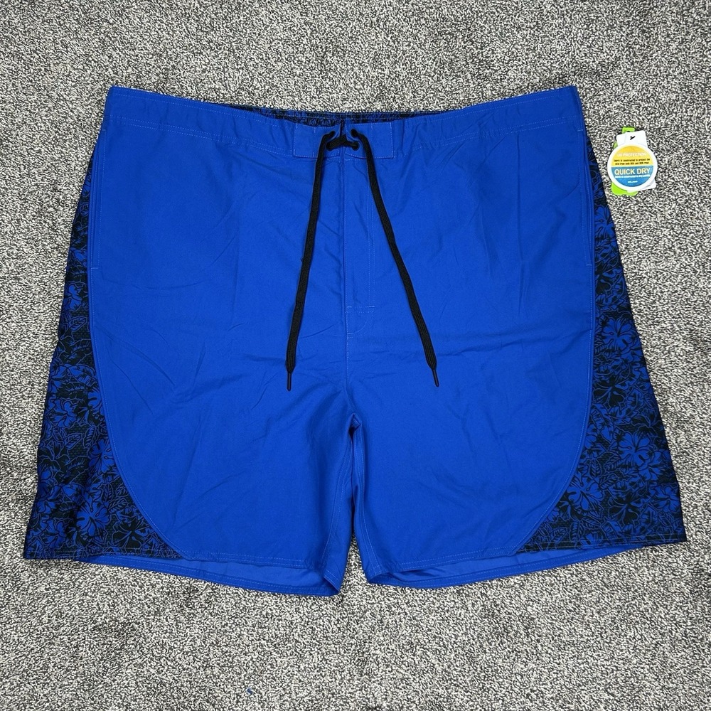 True Nation by DXL Men 3XL Big &‎ Tall Blue Floral Swim Trunks No Liner Bottoms